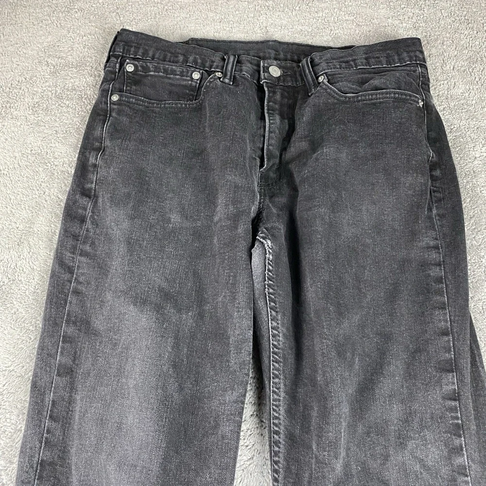 Levis 514 Straight Jeans Mens 34x31 Black Mid Rise Denim‎